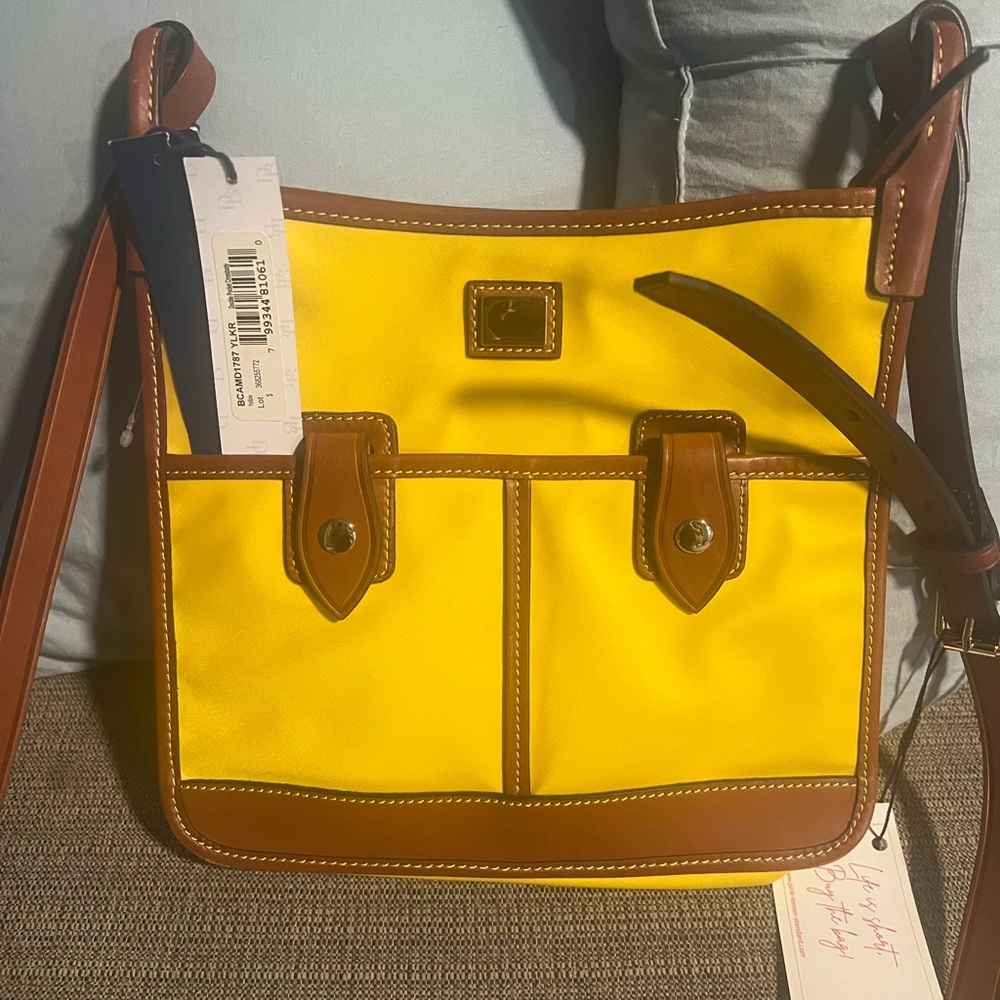 Dooney and Bourke Crossbody Yellow with brown leather